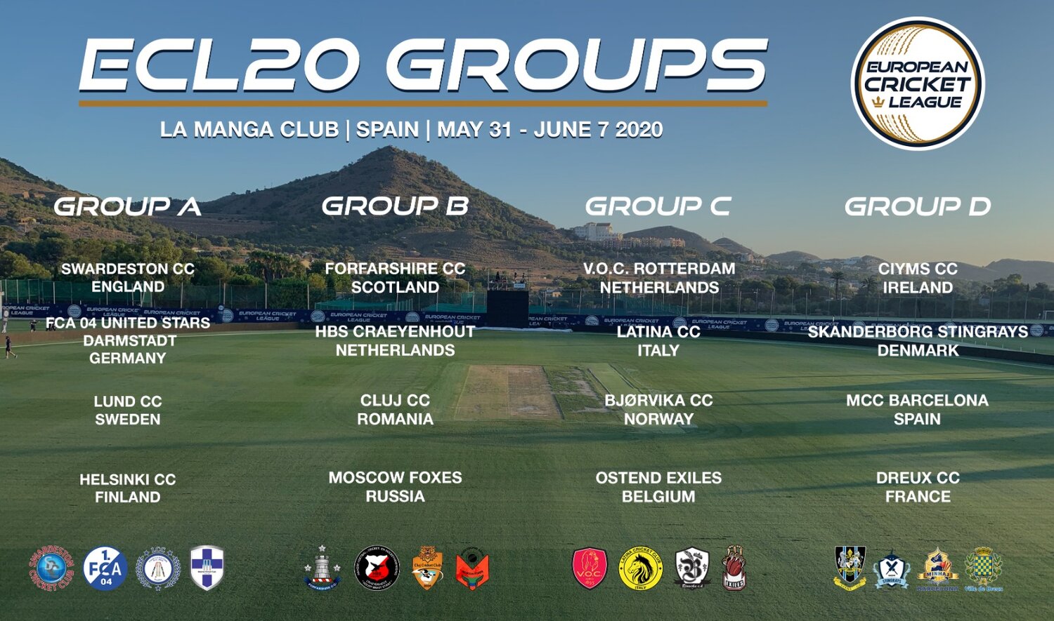 cricket groups draw european cricket league la manga club